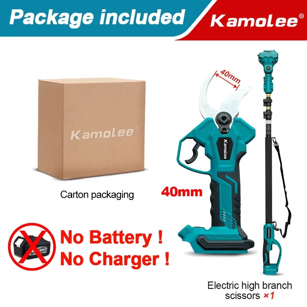 Kamolee Wireless Charging 6/8 inch Aerial Pruning Chainsaw Orchard Branch Pruning Electric Scissors 2.5m Extension Pole