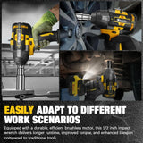 1000N·M High-torque Brushless Electric Wrench 1/2 Inch Impact Wrench Large Machine Service Tool For Dewalt 20V Battery Pin