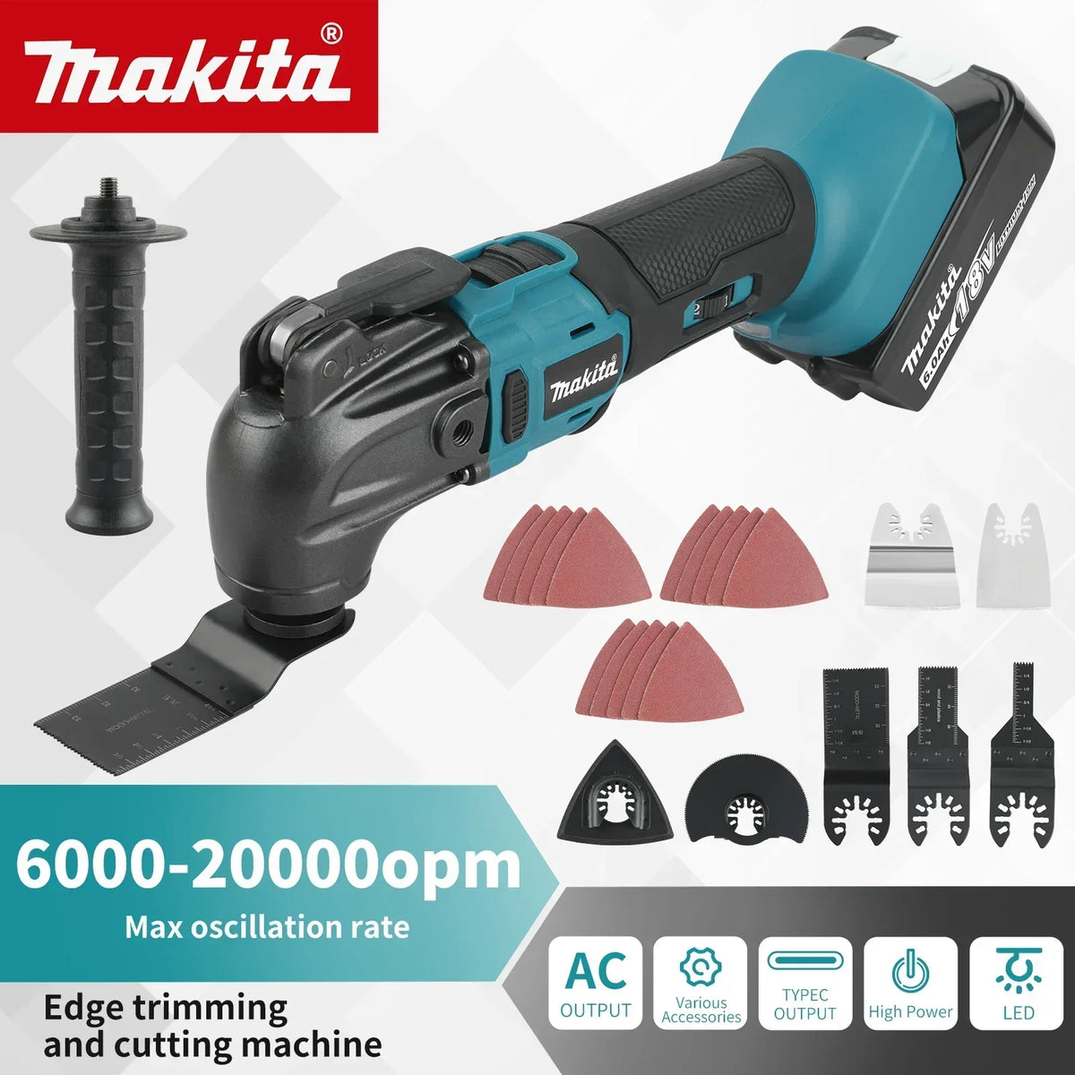 Makita DTM51 Oscillating Multi-Tool Variable Speed Control 6 Levels For Wood Metal Plastic Cutting and Trimming tools