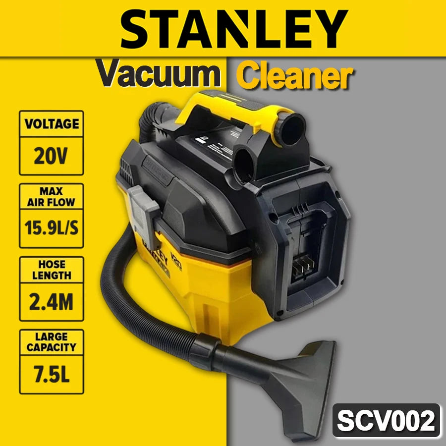 Stanley Rechargeable Cordless Vacuum Cleaner Wet & Dry 20V 7.5L Home Cleaning Construction Site Power Tools NO.SCV002