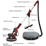 1250W Electric Drywall Sander 225MM Wall Grinding Machine Putty Sandpaper Machine LED Light Long Rod Grinding Wall Polishing