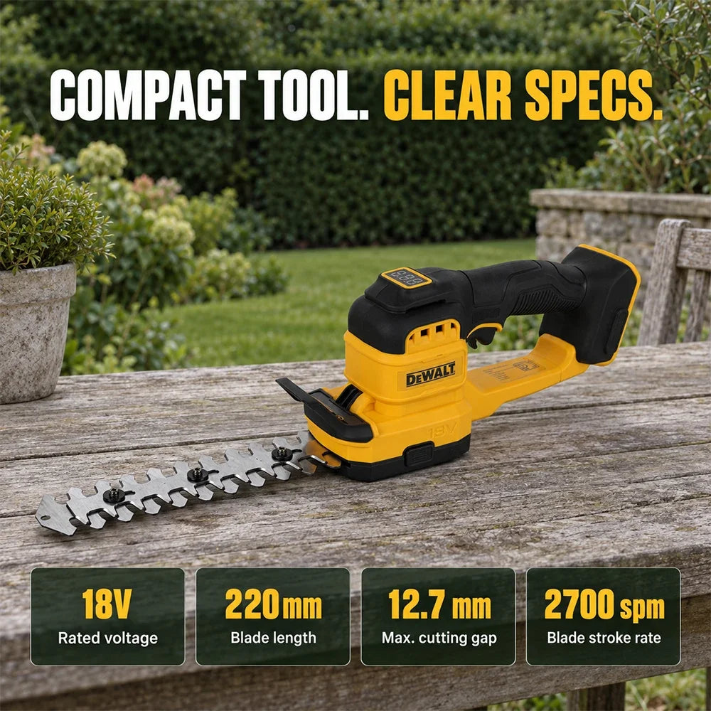 DEWALT DCMHT520N 18V Cordless Hedge Trimmer & Grass Shear, 2-in-1 Garden Care Tool with Interchangeable Blades, Bare Tool Only