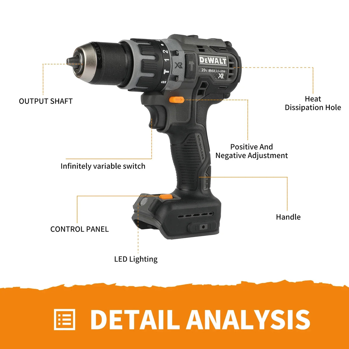 DEWALT DCF85M 18V Brushless Impact Driver 205Nm 3-Speed 101mm Compact 3x LED Ring Bare Tool