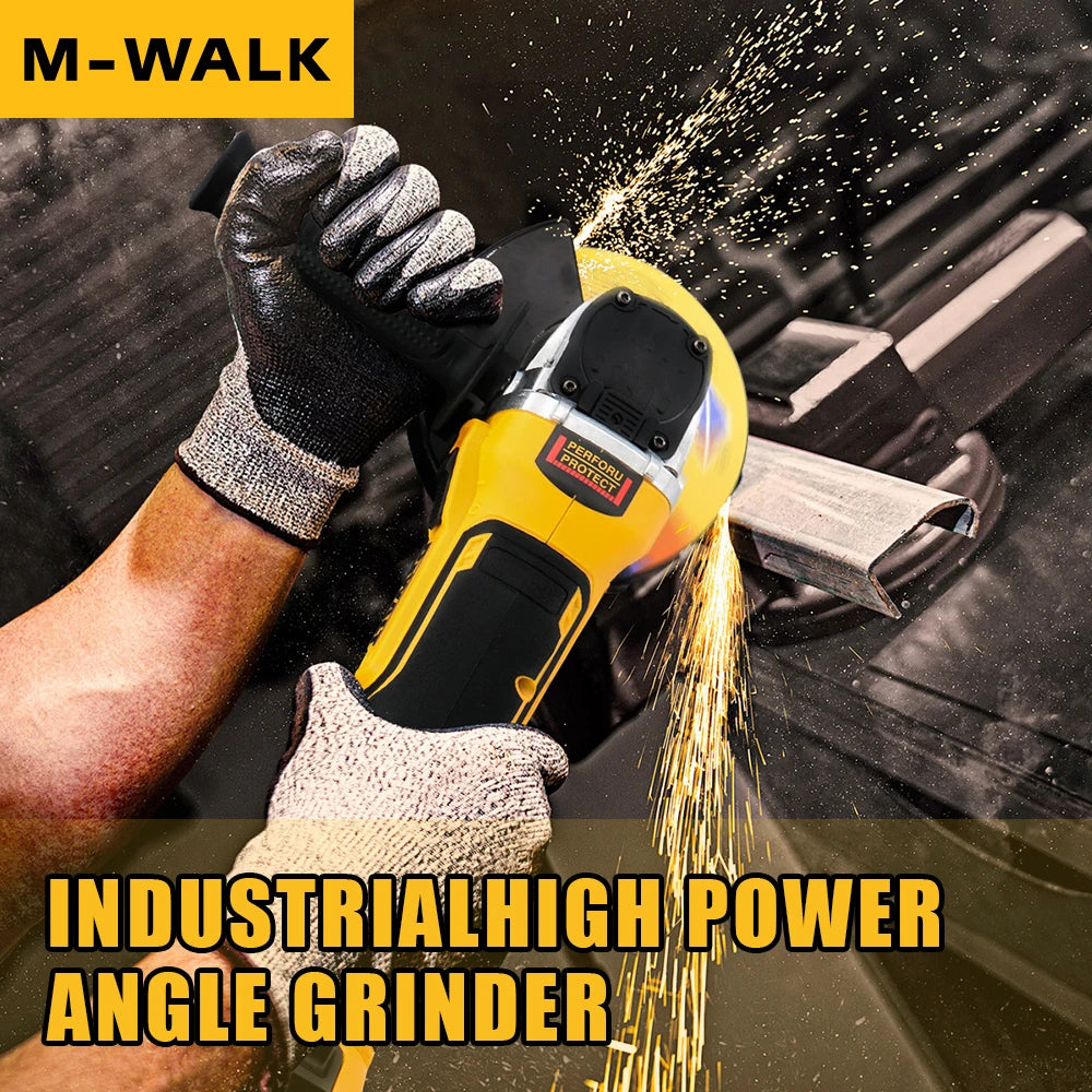 M-WALK 125mm Brushless Electric Angle Grinder Polishing Cutting Machine Cordless Angle Grinder Tools For Dewalt 18/20v Battery