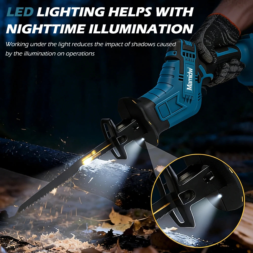 Mamidw cordless brushless reciprocating saw, comes with 4 blades, compact one-handed reciprocating saw, for Makita 18v Battery