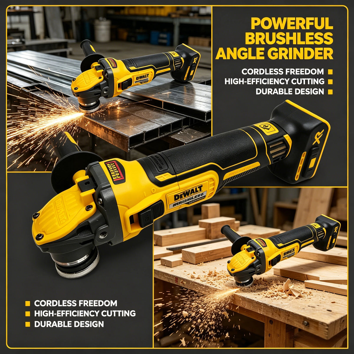 DEWALT DCG409 20V Cordless Angle Grinder, Brushless Motor 9000RPM 125mm Portable Cutting & Polishing Power Tool