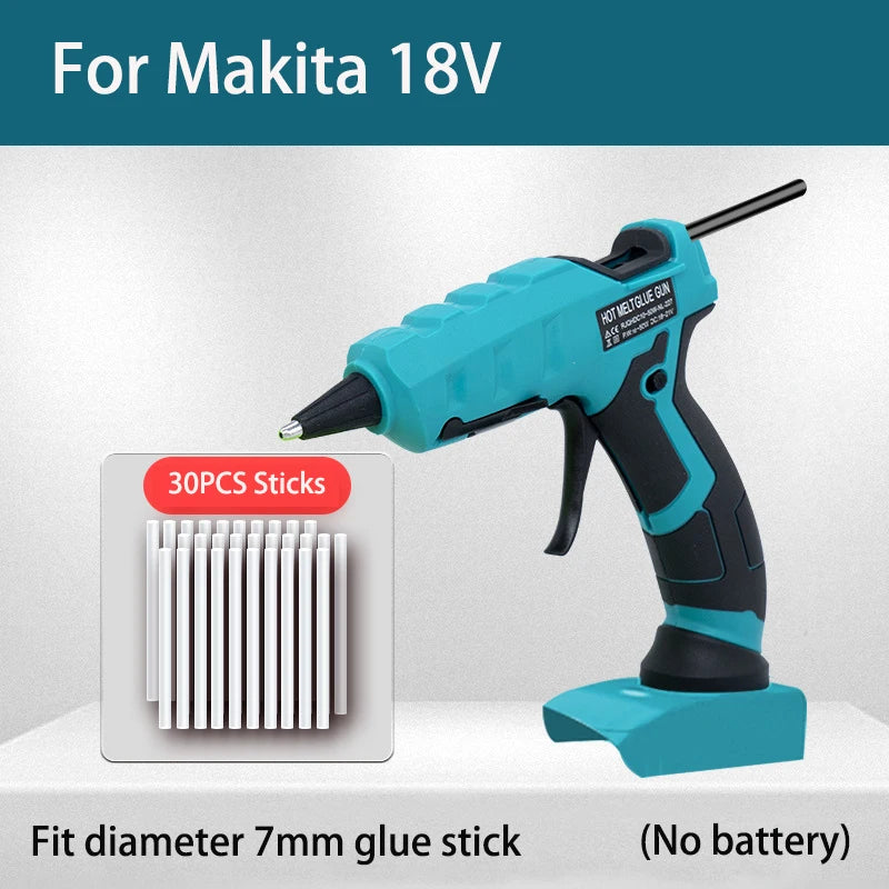 Cordless Hot Melt Glue Gun For Makita/DEWALT/BlackDecker/Milwaukee/Bosch With 30 Sticks 18V Lithium Battery Electric Repair Tool