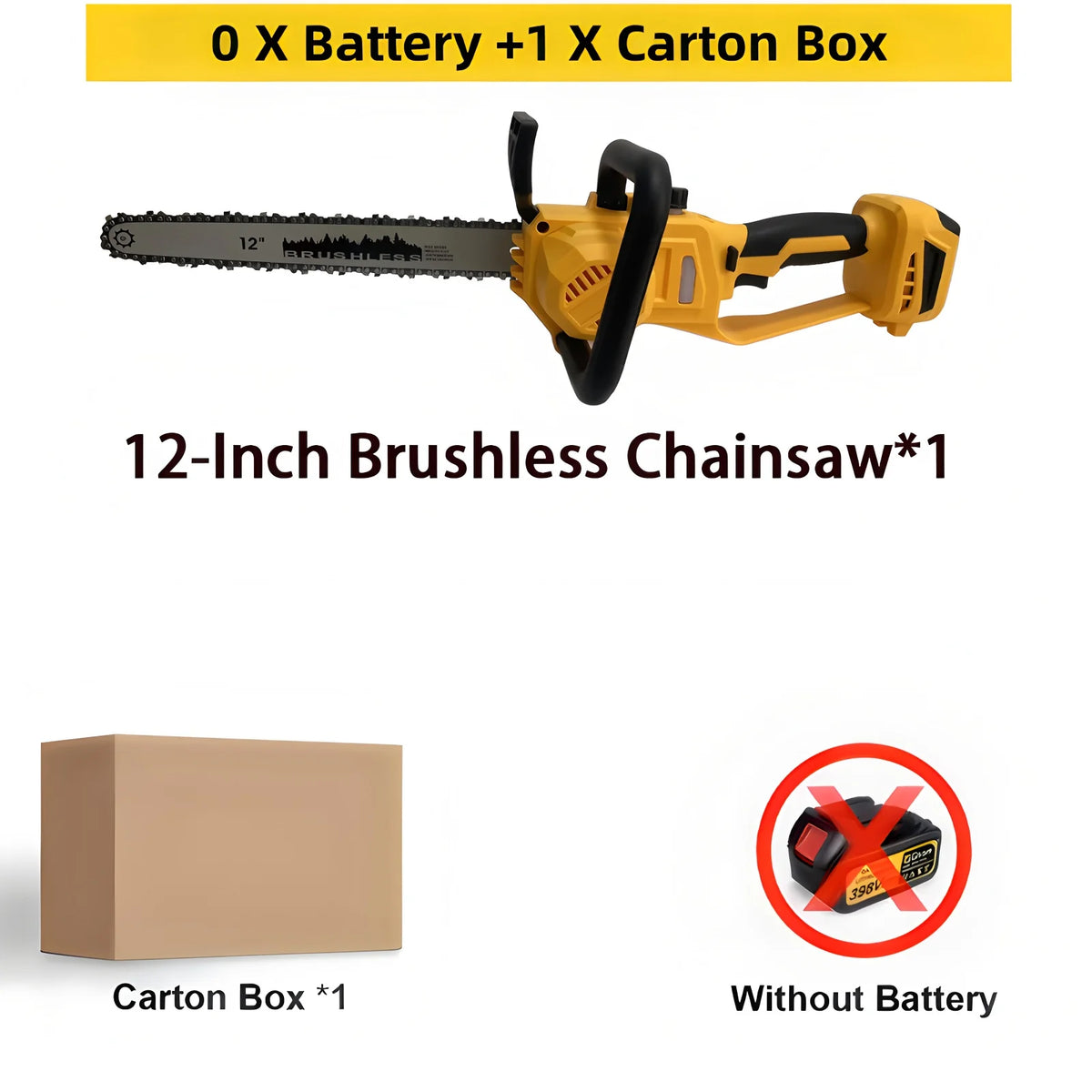 For DeWALT 20V Battery 12 Inch Brushless Chain Saw Auto Oiler High-power Cordless Electric Chainsaw Wood Cutting Power Tools