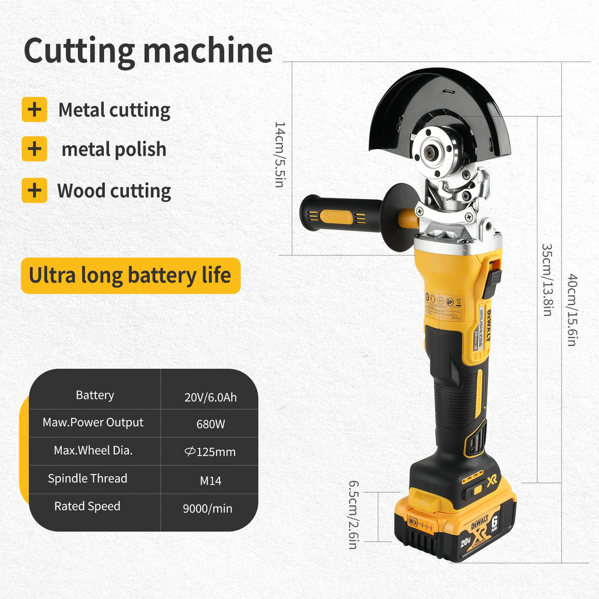 DeWalt Cordless Brushless Angle Grinder, Handheld Portable 18V Electric Cutting Tool Suitable for Construction, DIY and Industri