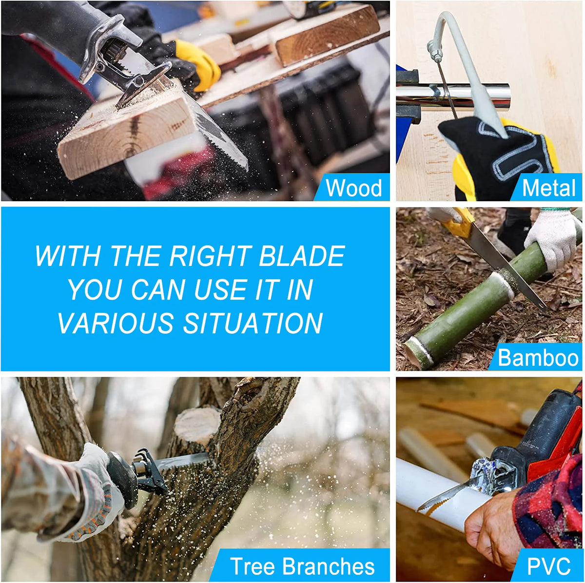 Cordless Reciprocating Saw 18V Adjustable Speed Electric Saw Wood Metal Pipe Cutting Fit Makita 18V Battery (Without Battery)