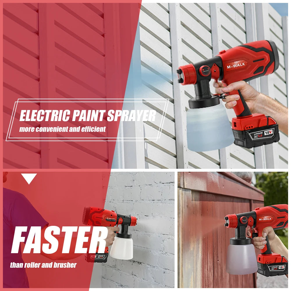 Professional Electric Spray Gun Household Rechargeable Cordless Automotive Paint Guns Power Tools For Milwaukee 18V Battery Pins