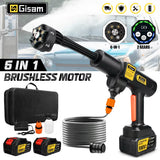 Gisam 200Bar Brushless Electric High Pressure Washer Gun 2Gear Power Home Car Washing Water Spray Gun for Makita 18V Battery Pin