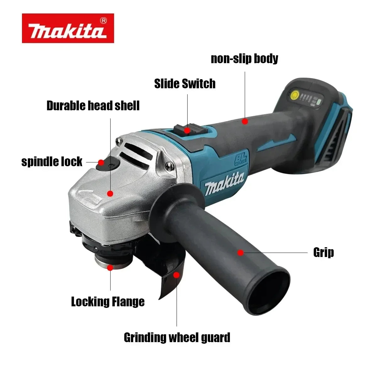Makita DGA404 18V Brushless Rechargeable 125mm Angle Grinder Bare Unit For DIY Metal Polishing Rust Removal Without Battery