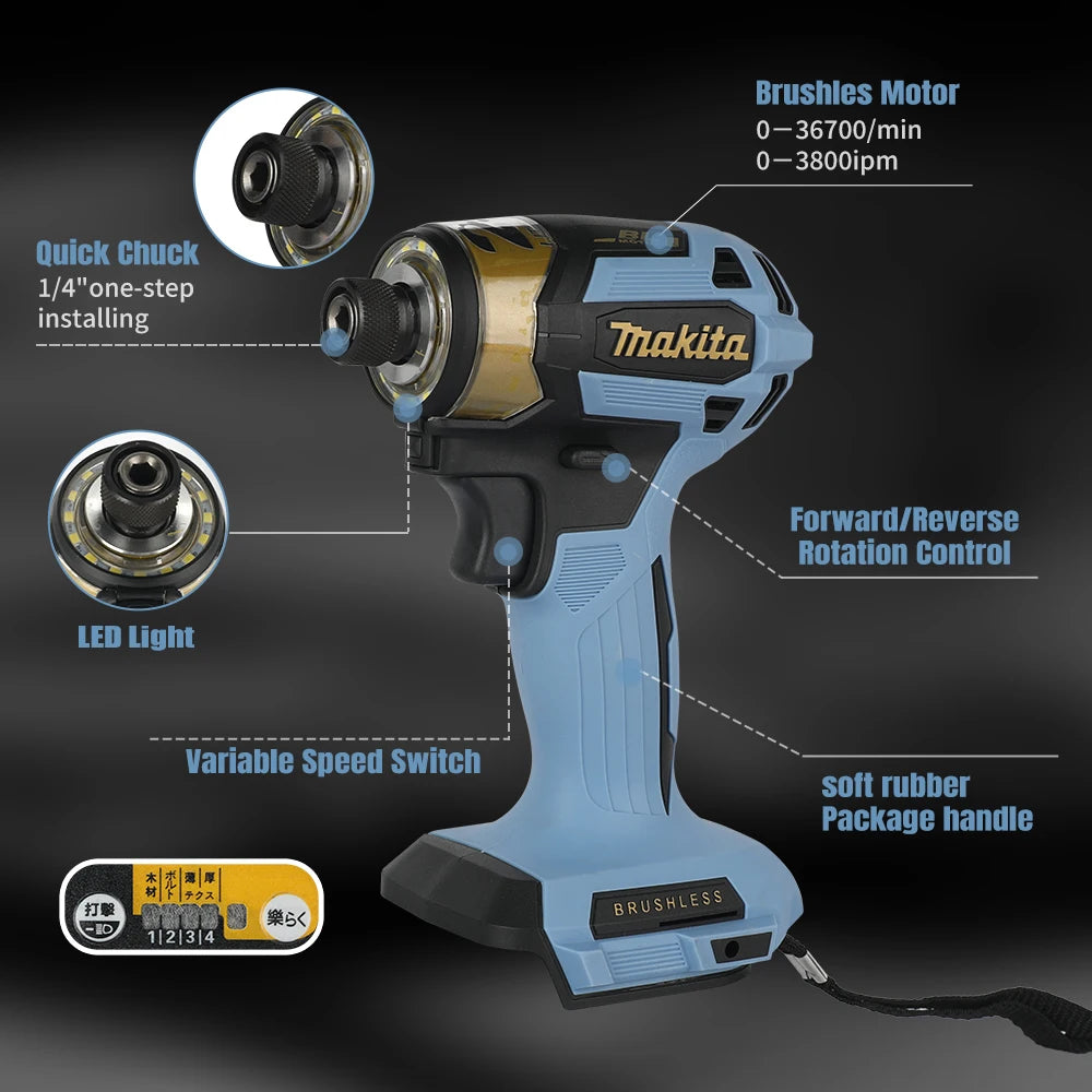 Makita DTD173 Commemorative Edition 18V Brushless Cordless Impact Driver 180Nm High Torque Electric Screwdriver Power Tool