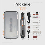Worx 8V Rotary Tool WX106 Cordless Mini Drill Engraving Grinding Polishing Machine USB Charger Variable Speed Power Tools Set