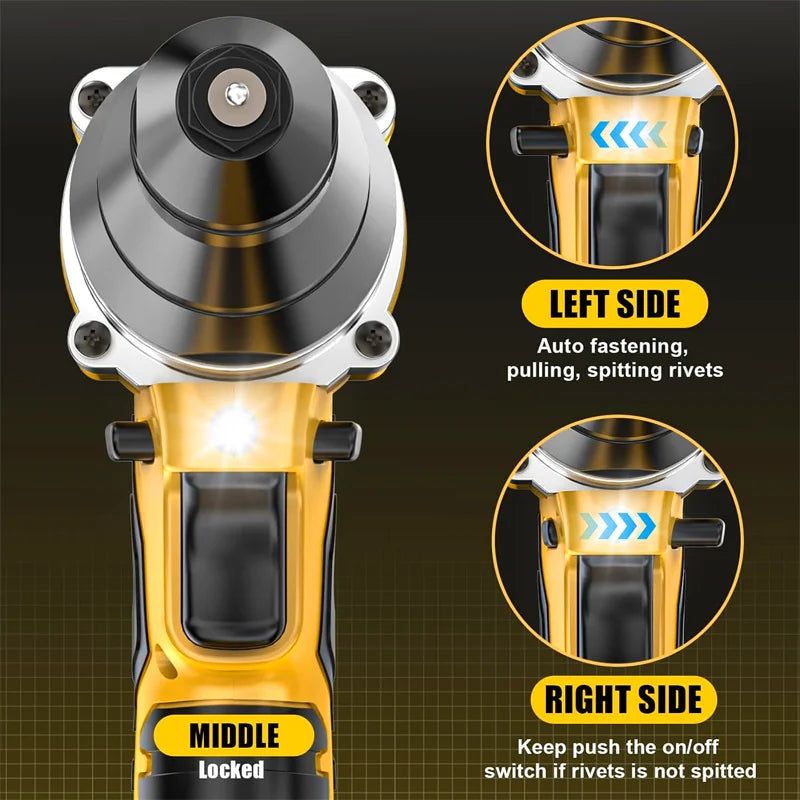 Brushless Electric Rivet Gun Cordless 3.2-4.8mm Rivet Nut Gun Drill Insert Automatic Riveting Power Tool for Dewalt 20V Battery