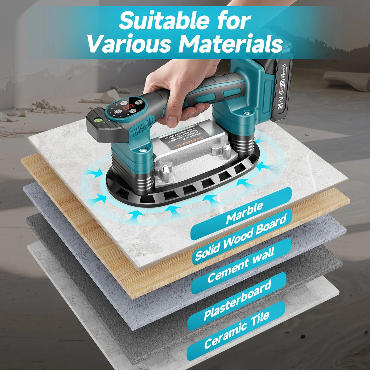 9 Speed Tile Laying Machine 400KG Tile Vibration Leveling Machine Cordless Tile Power Tool for Makita 18V Battery Pins