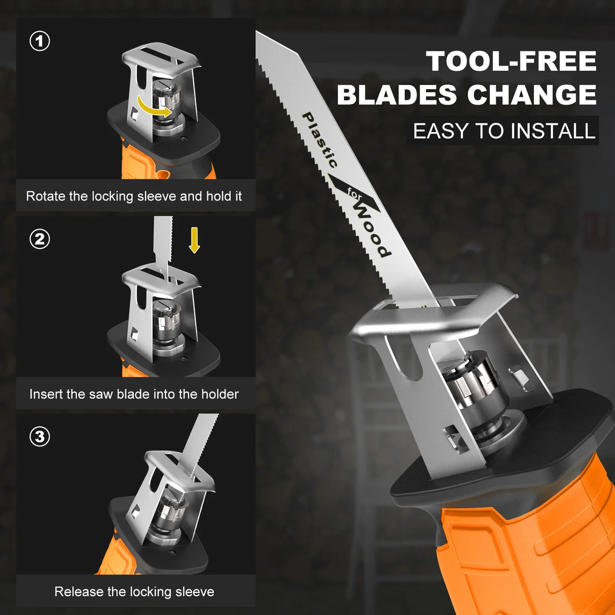 Cordless Reciprocating Saw For DEWALT DCB200 18V Battery Portable Electric Saw Wood Metal PVC Pipe Cutting Bandsaw Power Tool