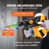 SucceBuy 1500W Rotary Hammer Drill Max Drilling 32mm 4 Modes Plus Corded Demolition Chipping Metal Concrete Breaker Jackhammer