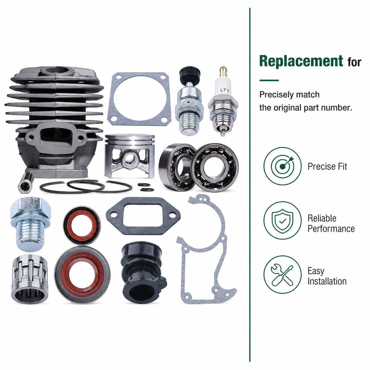 48mm Cylinder Piston Kit For Stihl MS360 036 Pro 034 Super MS340 Spark Plug Bearing Gasket Oil Seal Intake Manifold Rebuild Kit