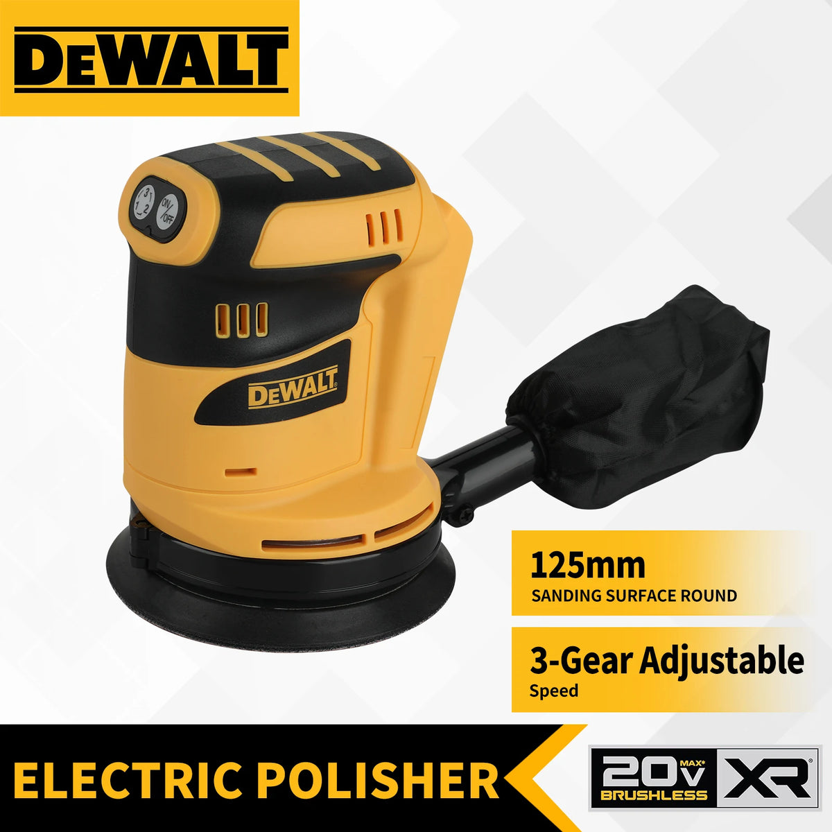 DeWalt WS-KA7 20V Cordless Polisher Lightweight 3-Speed 125mm Dual Action For Car Detailing DIY Polishing No Battery Hand tools