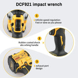 Wireless Impact Wrench Rechargeable High Torque 406Nm(Reverse) 1/2" 2500 PRM Universal For DEWALT 20V battery PIN
