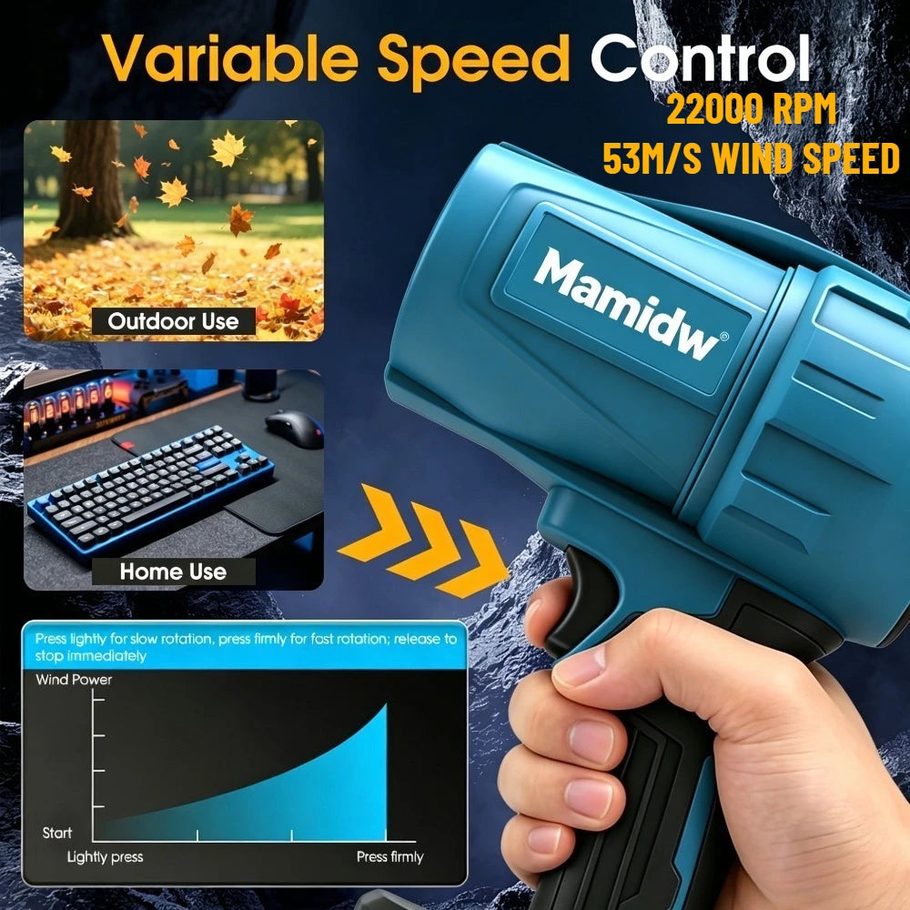 Cordless Leaf Blower for Makita 18V Battery, 22000RPM High Speed, Metal Body for Durability, Ideal for Garden, Patio, Driveway & Car Cleaning