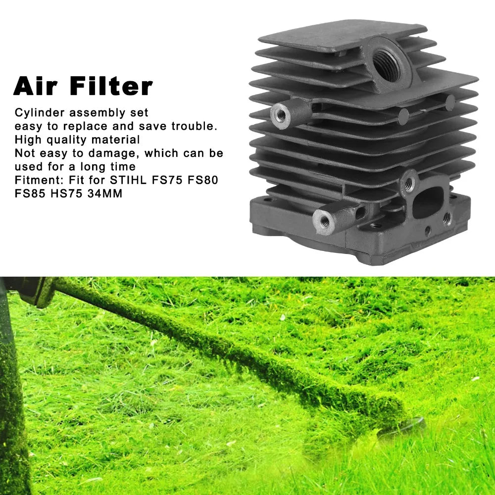 Grey Cylinder Piston Kit Compact Easy to Install Piston Kit Assembly Metal Big Bore Cylinder Kit for STIHL FS75 FS80 FS85 HS75