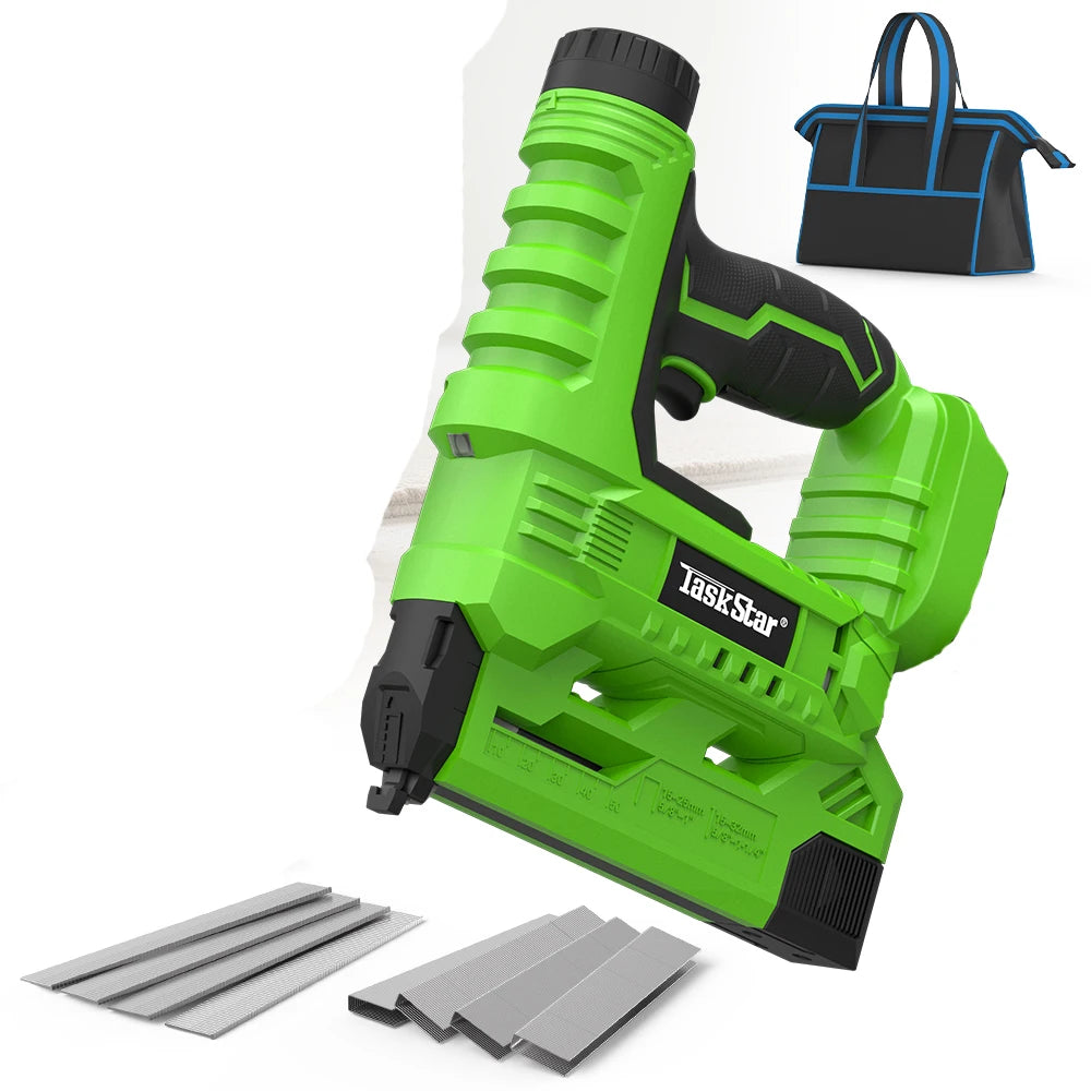 Taskstar 18 Gauge 2 in 1 Electric Nail Gun Cordless Stapler Framing Nailer Tacker Furniture Tool 1000 Brad Nails For Makita 18V Battery Pin