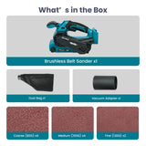 Cordless Belt Sander for Makita 18V BL1830 Battery (Tool Only) Brushless Power Sander Electric Sander Machine, Dust Bag Included