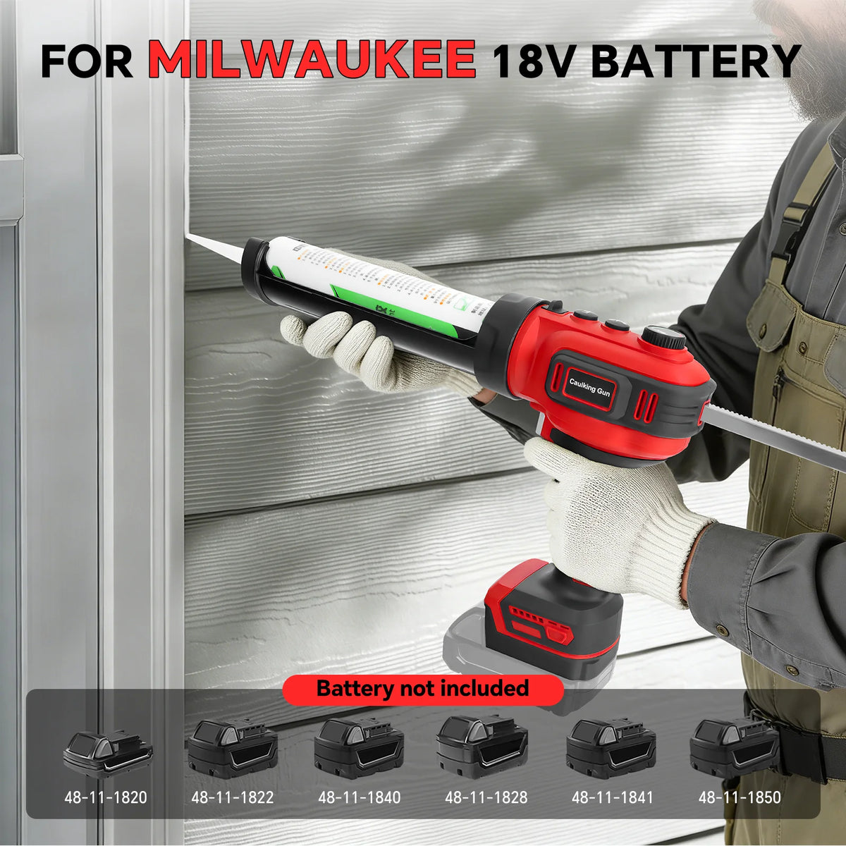 Cordless Caulking Gun Electric Silicone Gun Drip-Free Adhesive Sealant Gun Filling Sealing Power Tool for Milwaukee 18V Battery