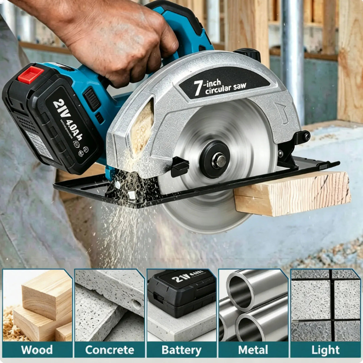 2026 New 4000W Brushless Circular Saw 185mm 11000RPM 0-45° Bevel Cutting Compatible with Makita 18V Battery Pin for Wood Tile
