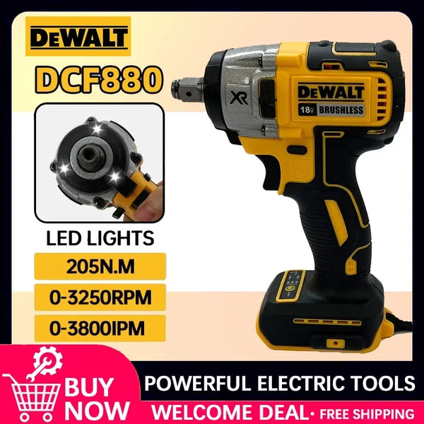 Dewalt DCF880 Cordless Electric Brushless Wrench Impact LED Light 3250RPM 205N.m Wireless Power Tool for Home Improveme