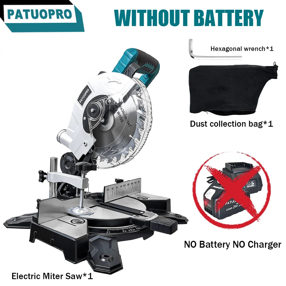 PATUOPRO 8 Inch Brushless Miter Saw Single Bevel 45° Compact Electric Saw Wood Aluminum Cutter Power Tool For Makita 18V Battery