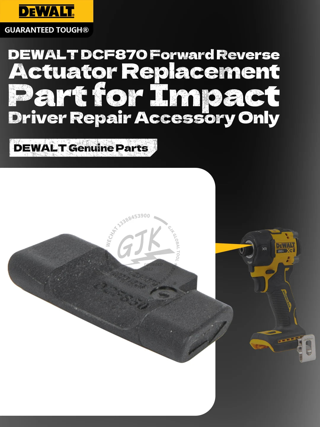 DEWALT DCF870 Impact Driver Genuine Forward/Reverse Actuator Switch Lever Replacement Part for Repair, Tool Not Included