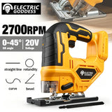 Electric Goddess Cordless Curve Saw 45 Degree Bevel Cutting Woodworking Chainsaw Cutting Metal Wood For Dewalt 20V Battery Pin