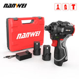 NANWEI 16V Brushless Lithium Battery Impact Screwdriver Household Electric Screwdriver 3-speed Control