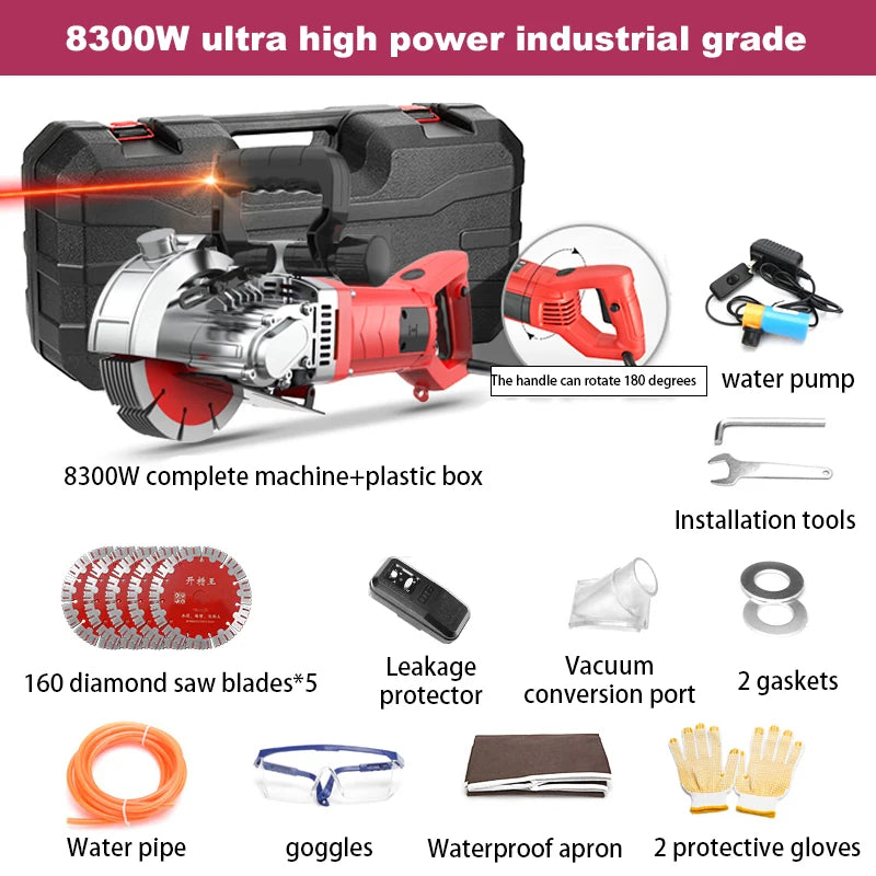 5800W Wall Slotting Machine Electric Wall Chaser Brick Groove Cutting Machine Steel Concrete Cutter Depth 42MM Width 42MM