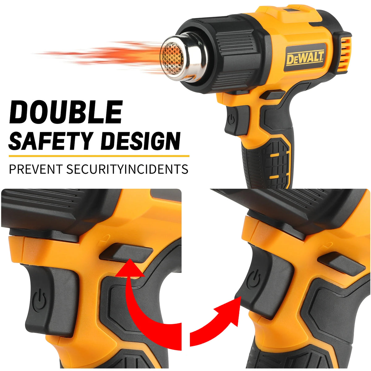 DeWALT DCE530 Portable 20V Cordless Heat Gun, 50℃ to 550℃ Digital Setting, 5 Nozzles, Hot Air Tool for DIY and Repair Projects