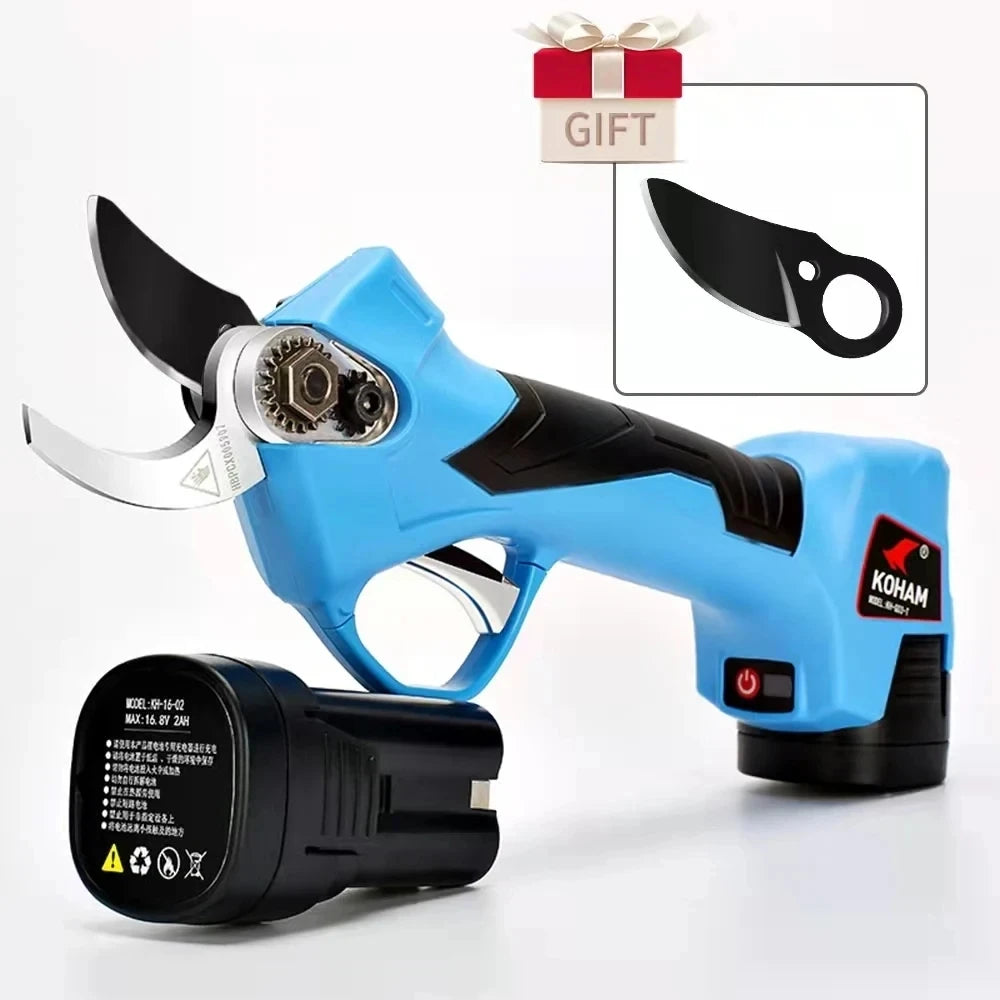 KOHAM Cordless Electric Pruning Shears 1 IN Tree Branch Cutter Garden Pruner Orchard Electric Scissor Kit or Blade Battery Parts