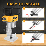 Cordless Wood Router 800W 30000RPM Brushless Electric Trimmer Woodworking Trimming Machine for Dewalt 20V Battery (No Battery)