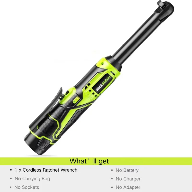 Robustrue 3/8" Cordless Ratchet Wrench 6-inch Extended Ratchet Wrench 40Ft-lbs 400RPM Cordless Ratchet with 2.0Ah Battery for Makita