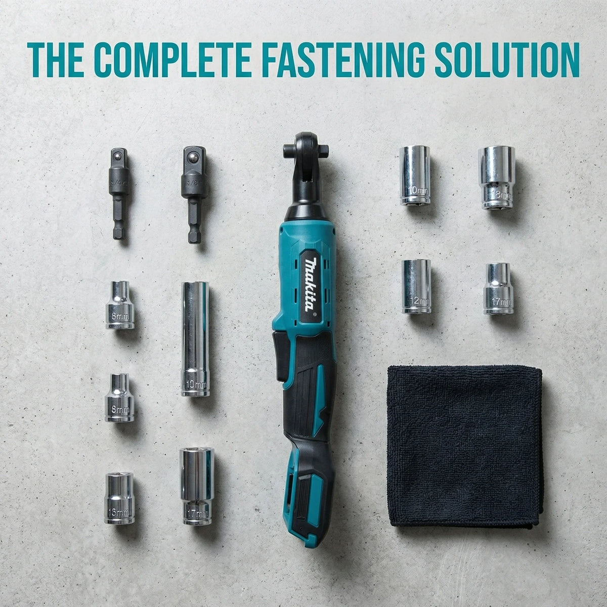 Makita DWR180 18V Cordless Ratchet Wrench 47.5Nm 800RPM with LED Light and Electric Brake for Auto Repair and Maintenance