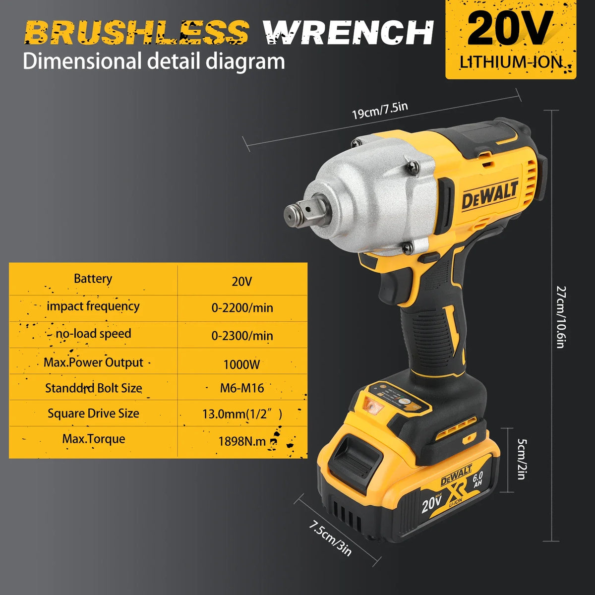2025 DEWALT DCF900 1/2" High Torque Brushless Impact Wrench 20V Cordless for Auto Repair Industrial Use