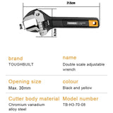 TOUGHBUILT TB-H3-70-08 TB-H3-70-10 Adjustable Wrench 8"/10" Double Scale Movable Spanner Durable Hand Tool