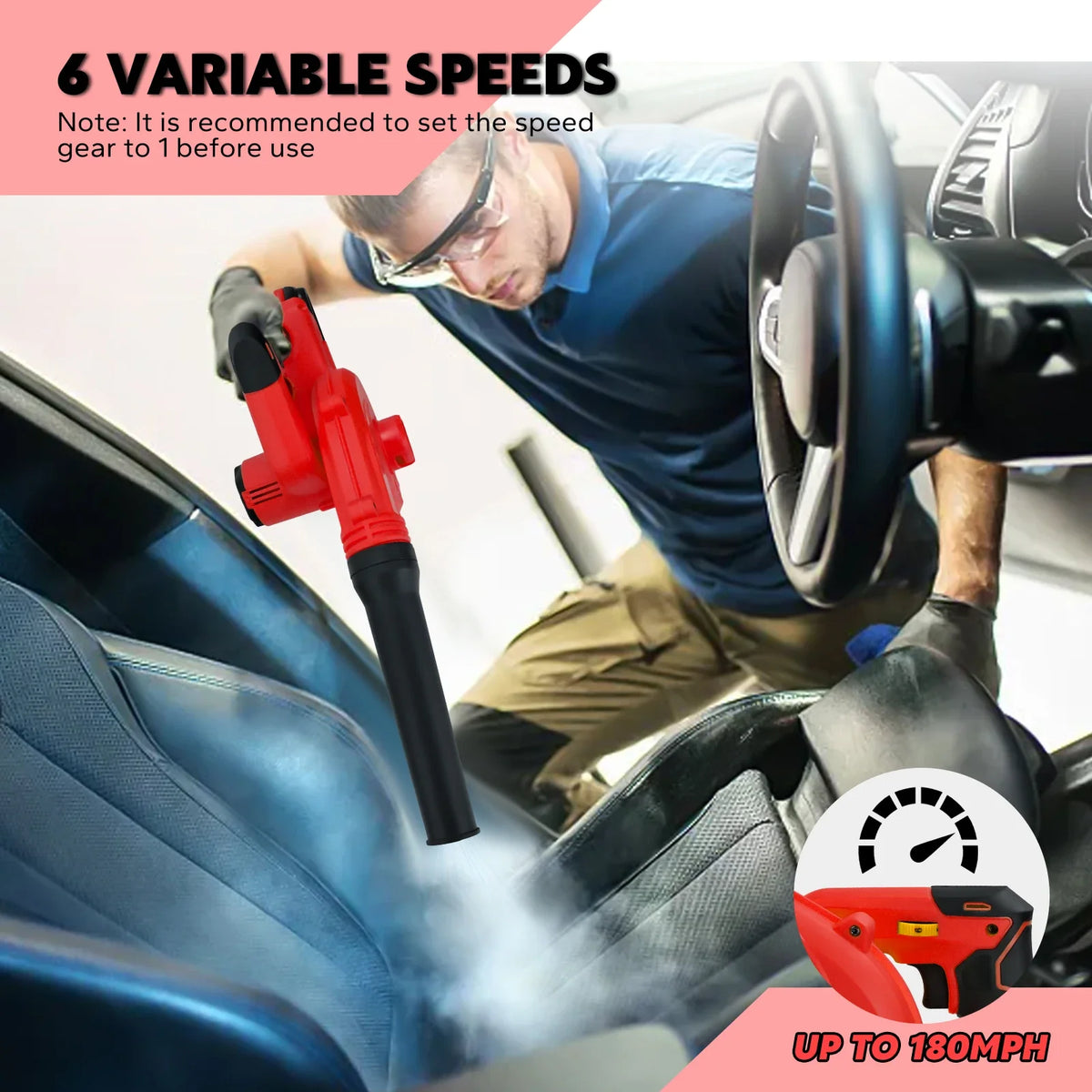 Brushless Leaf Blower for Milwaukee 18V Battery Cordless Jobsite Air Blower 6-Speed Up to 180MPH Vacuum Cleaner (No Battery)