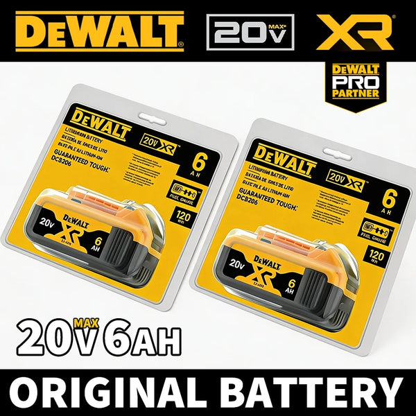 100% Dewalt XR Original 18V/20V 6AH 5AH DCB206 DCB205 Fast Charging 20V MAX Lithium Ion Battery Power Tool Battery Charger Kit