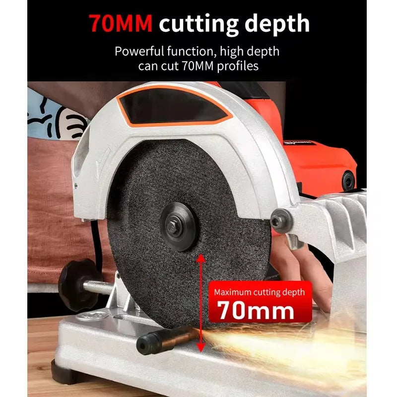185mm Portable Cut Off Saw Mini Benchtop Cutting Machine All Copper Motor Precision Dial Multi-Angle Metal Wood Profile Cutter