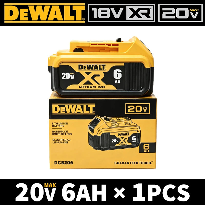 100% Dewalt Original Battery 20V 6AH Battery Replacement DCB200 DCB184 DCB182 DCB206 DCD887 DCD805 DCF860 Power Tool Battery