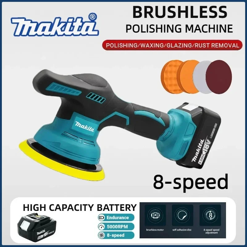 Makita 8 Gears Car Polisher Machine Cordless Electric Waxing Repairing Wireless Buffing Polisher For Makita 18V Battery
